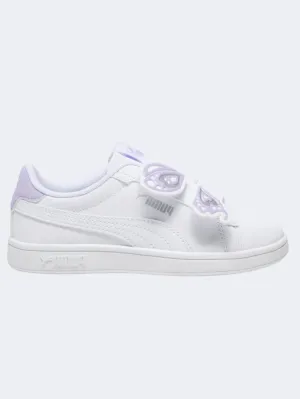 Low Profile Asics Shoes Puma Smash 3 Butterfly Ps Girls Lifestyle Shoes White/Violet/Silver