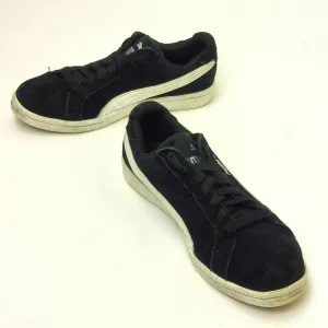 Puma Smash Youth Black White Suede Athletic Comfort Walking Sneakers Size 4C Asics Shoes Vegan