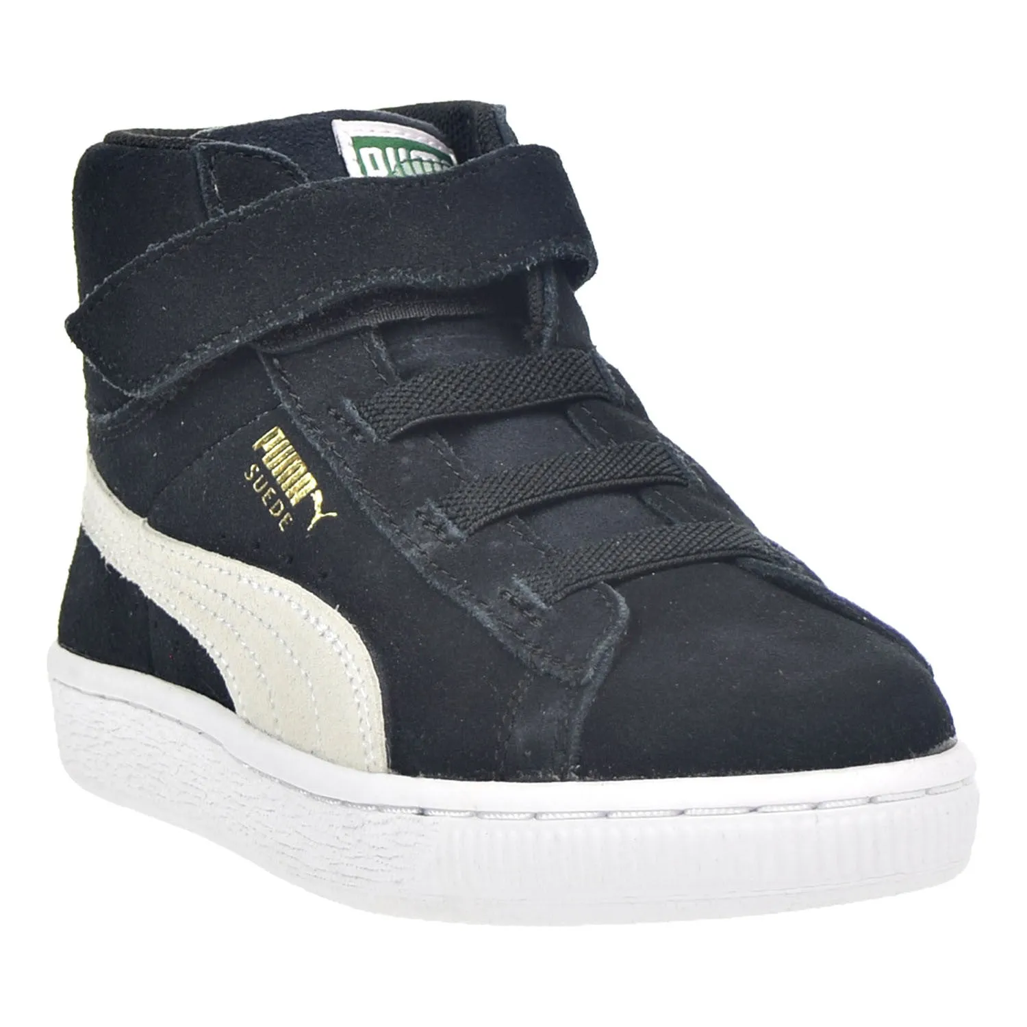 Plantar Fasciitis Asics Shoes Puma Suede Classic Mid V Toddlers/Little Kids Shoes Black/White/Team Gold