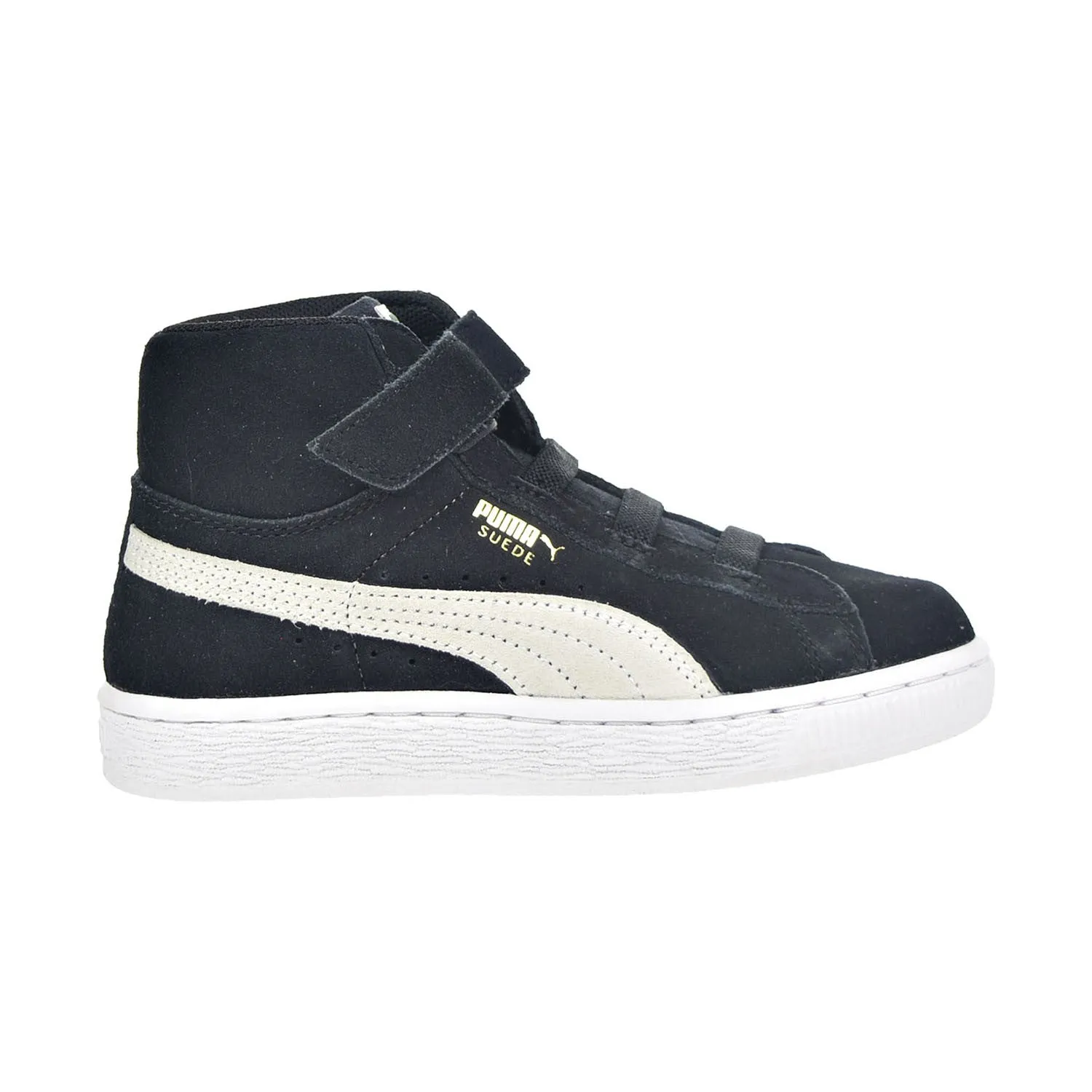 Puma Suede Classic Mid V Toddlers/Little Kids Shoes Black/White/Team Gold Asics Size Chart Shoes