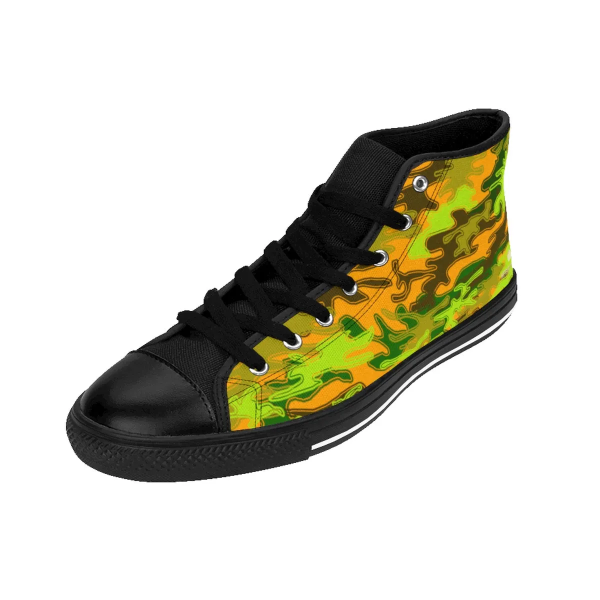 Top Rated Work Boots Orange Blue Camo Men's High Tops, Green Camouflage Army Military Print Men's High-top Sneakers Shoes