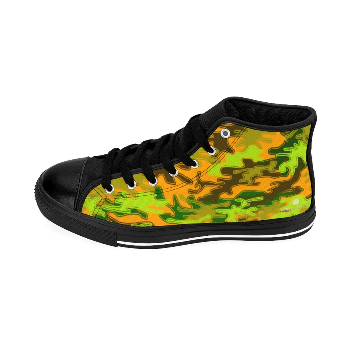 Orange Blue Camo Men's High Tops, Green Camouflage Army Military Print Men's High-top Sneakers Shoes Nicks Boots Spokane Wa