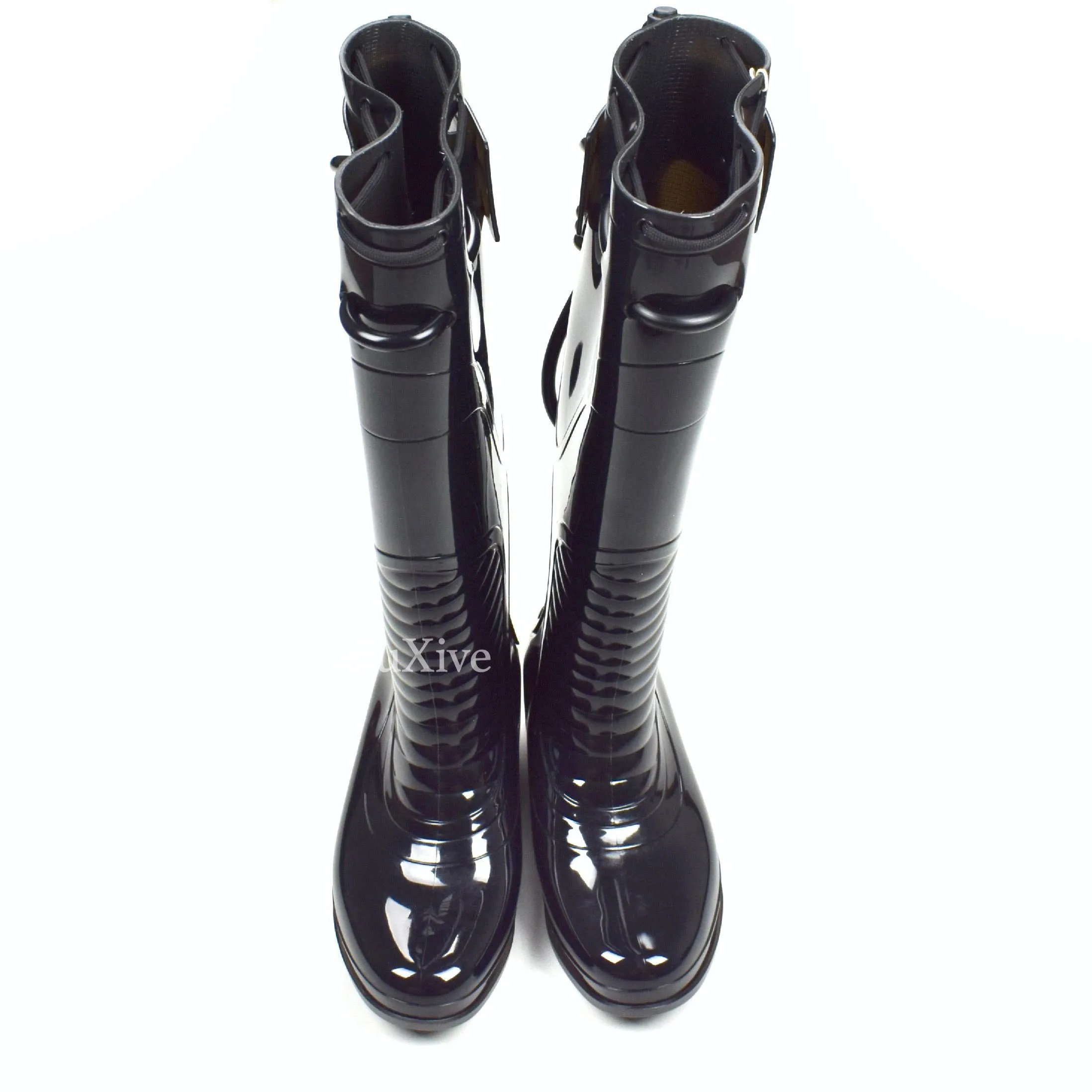 Raf Simons - Black PVC Blade Runner Futuristic Rubber Boots Vintage Slides
