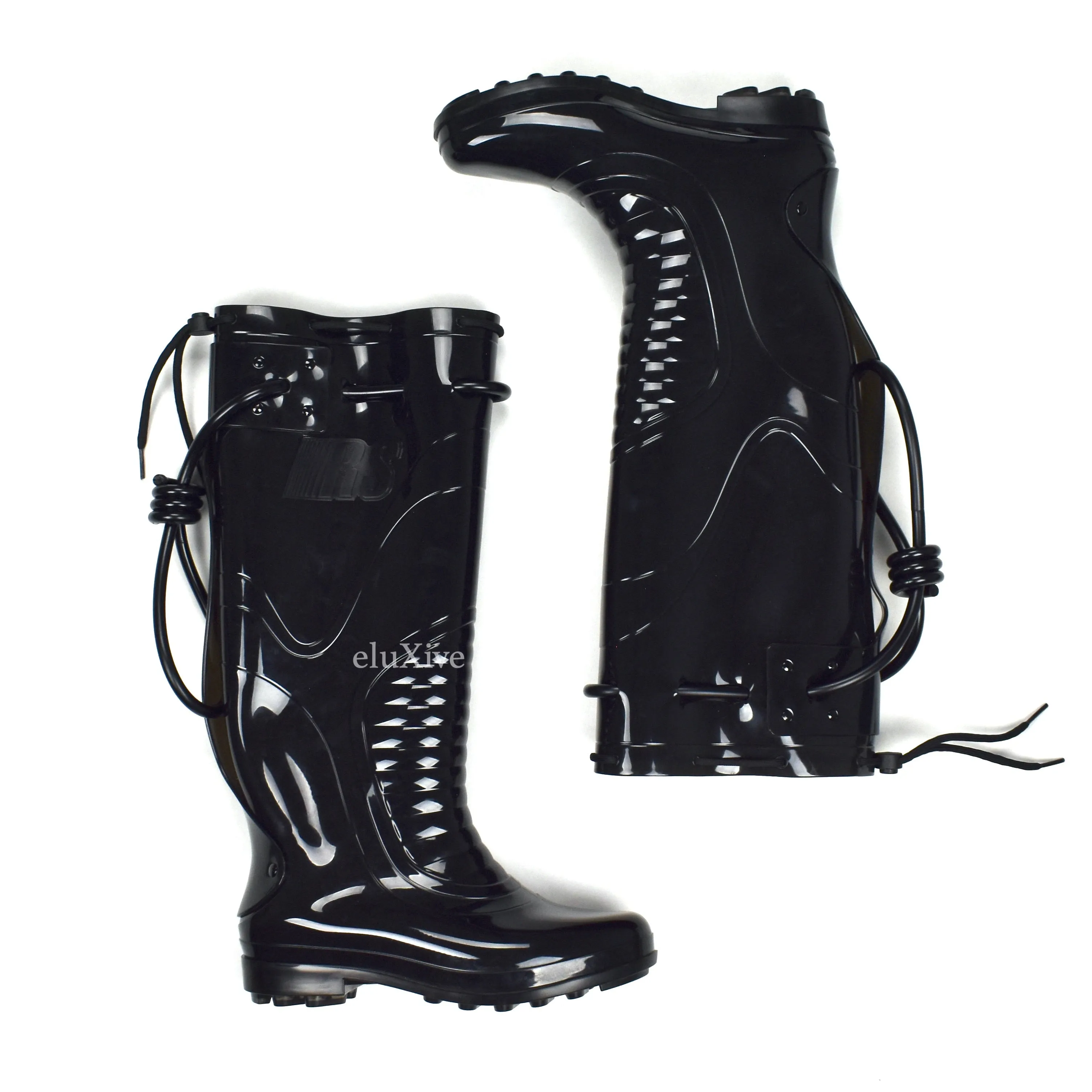 Raf Simons - Black PVC Blade Runner Futuristic Rubber Boots Slippers For Vegans