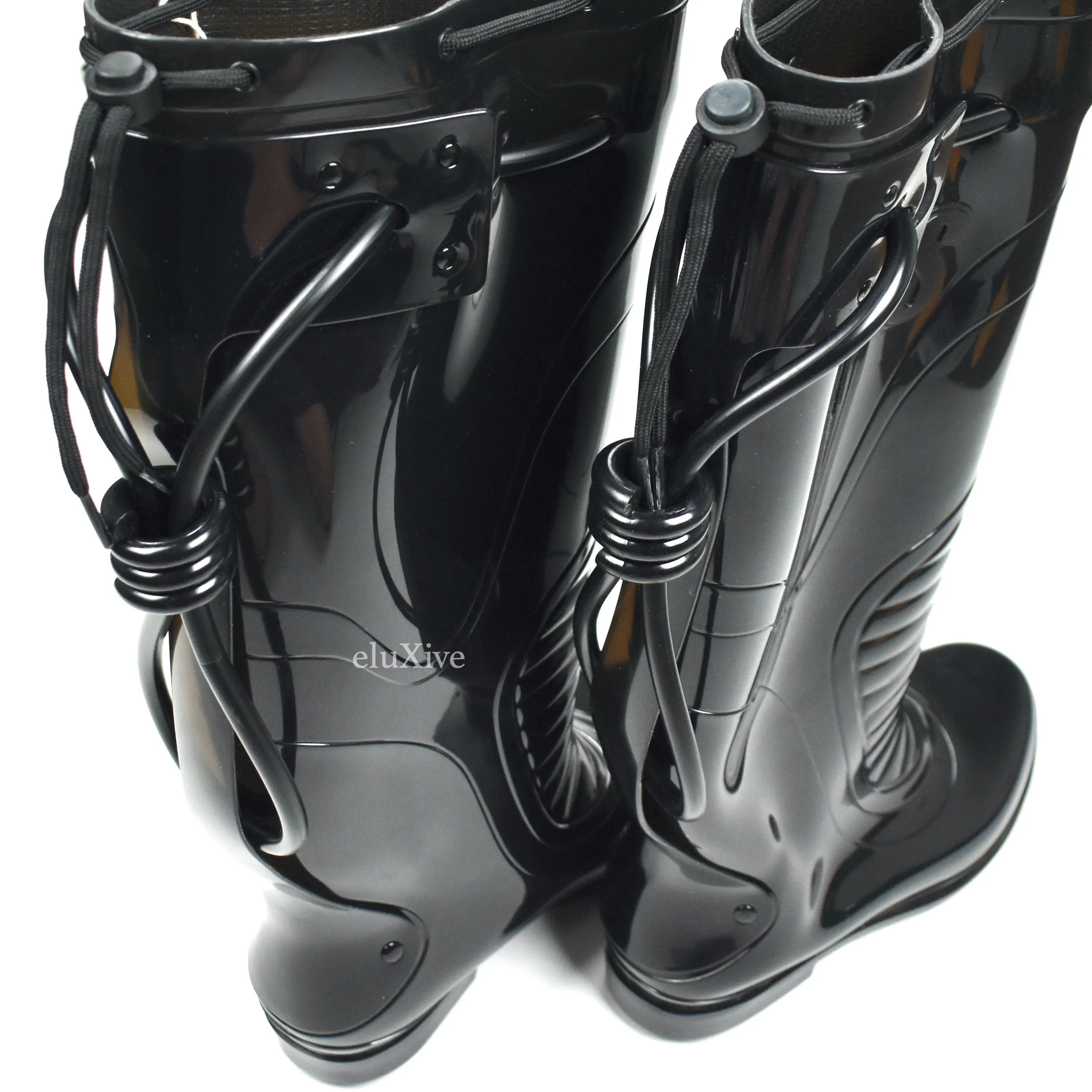 Raf Simons - Black PVC Blade Runner Futuristic Rubber Boots Cole Haan Slippers