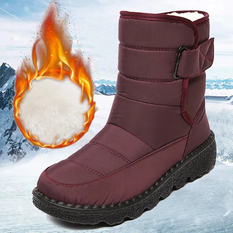 Rimocy Non Slip Waterproof Snow Boots for Women Thick Plush Winter Ankle Boots Woman Platform Keep Warm Cotton Padded Shoes Running Shoe Waterproof Spray