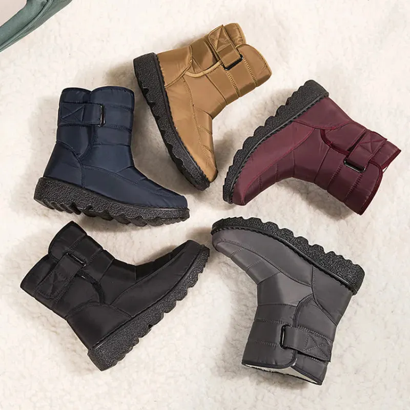 Rimocy Non Slip Waterproof Snow Boots for Women Thick Plush Winter Ankle Boots Woman Platform Keep Warm Cotton Padded Shoes Waterproof Rubber Shoes