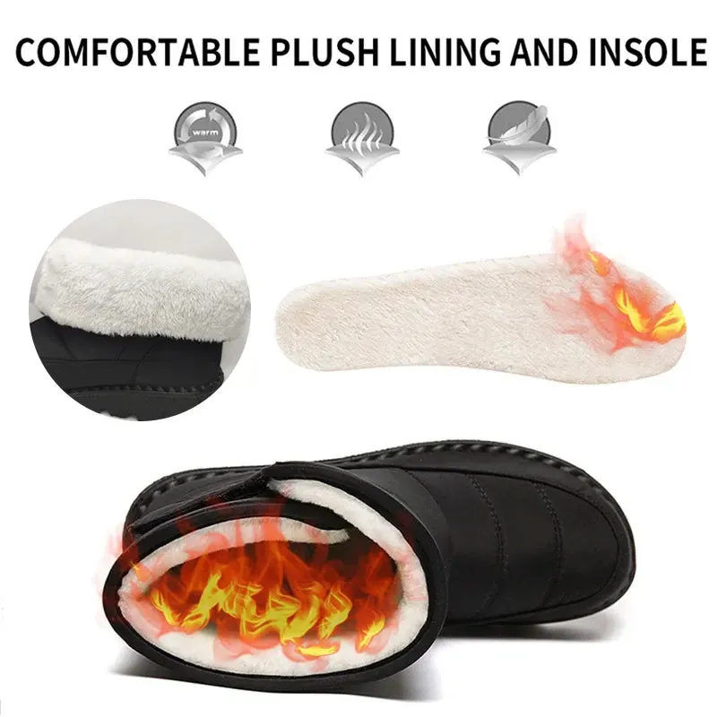 Rimocy Non Slip Waterproof Snow Boots for Women Thick Plush Winter Ankle Boots Woman Platform Keep Warm Cotton Padded Shoes Deck Shoes Waterproof