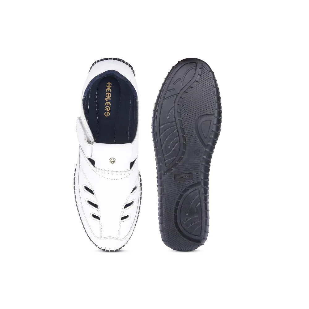 Healers White Casual Buckle Sandal For Men JPL-205 By Liberty Espadrilles Sandals