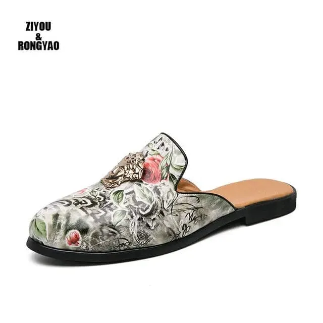 New summer breath Slippers men Slides fluffy Plush Sandals Flat House Shoes Casual Raccoon Flip Flops leather men shoe Fox Boa Flat Shoes