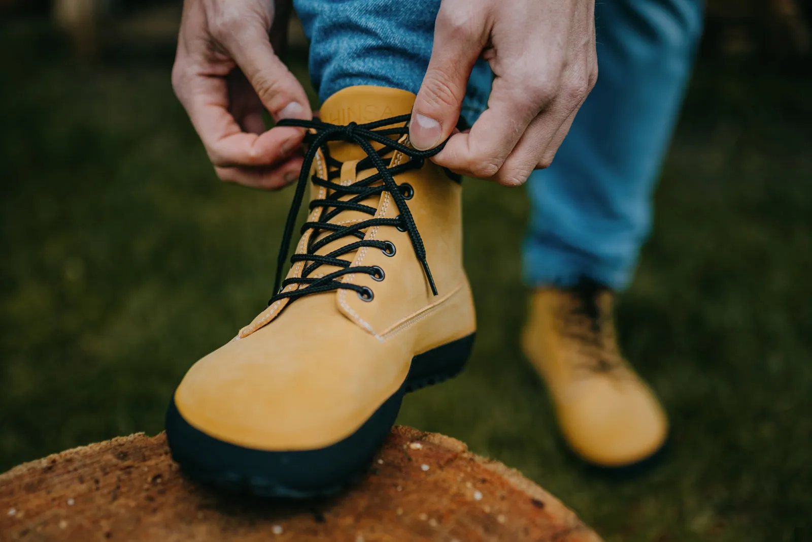 Men's barefoot shoes Shuma Nature mustard nubuck Walking Hiking Shoes