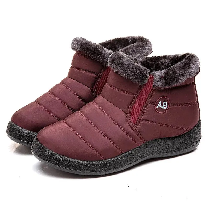 Rimocy Women's Thick Plush Snow Boots Winter Waterproof Non-slip Platform Ankle Boots Women Warm Cotton Padded Shoes Botas Suede Shoe Waterproof Spray