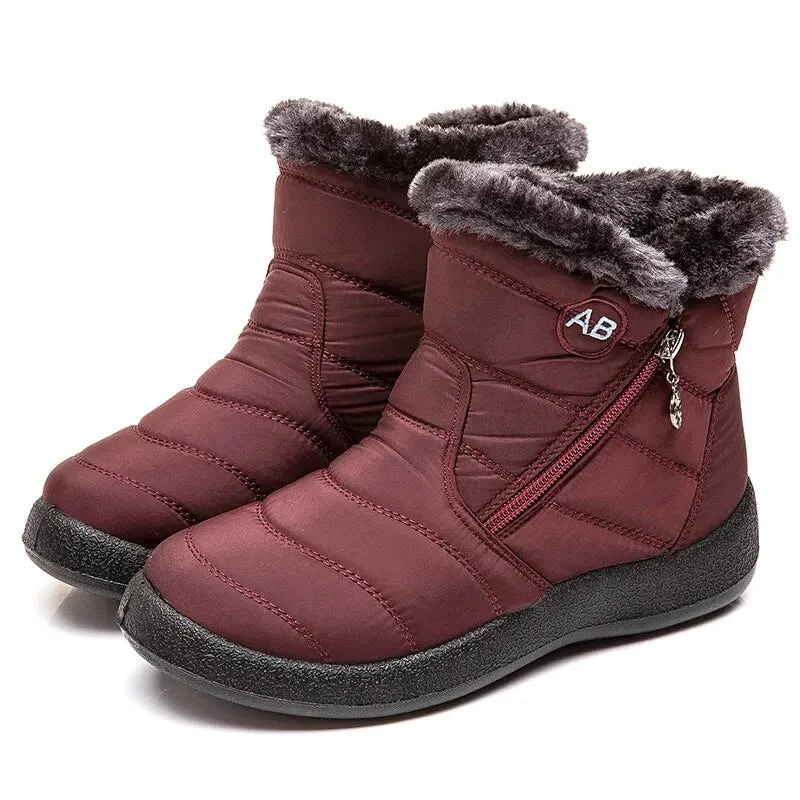 Mte Sk8-hi Waterproof Shoes Rimocy Women's Thick Plush Snow Boots Winter Waterproof Non-slip Platform Ankle Boots Women Warm Cotton Padded Shoes Botas