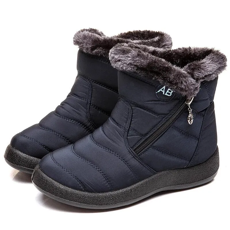 Waterproof Cushioned Shoes Rimocy Women's Thick Plush Snow Boots Winter Waterproof Non-slip Platform Ankle Boots Women Warm Cotton Padded Shoes Botas