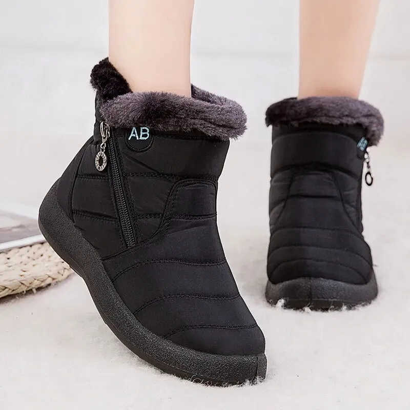 Rimocy Women's Thick Plush Snow Boots Winter Waterproof Non-slip Platform Ankle Boots Women Warm Cotton Padded Shoes Botas Waterproof Pumps Shoes