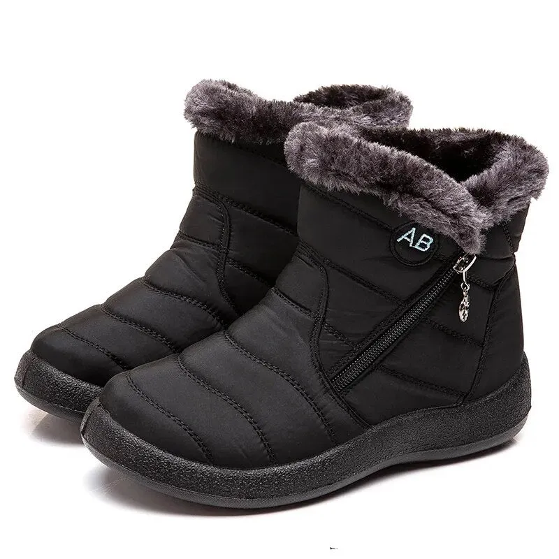 Rimocy Women's Thick Plush Snow Boots Winter Waterproof Non-slip Platform Ankle Boots Women Warm Cotton Padded Shoes Botas Waterproof Symbol Shoes