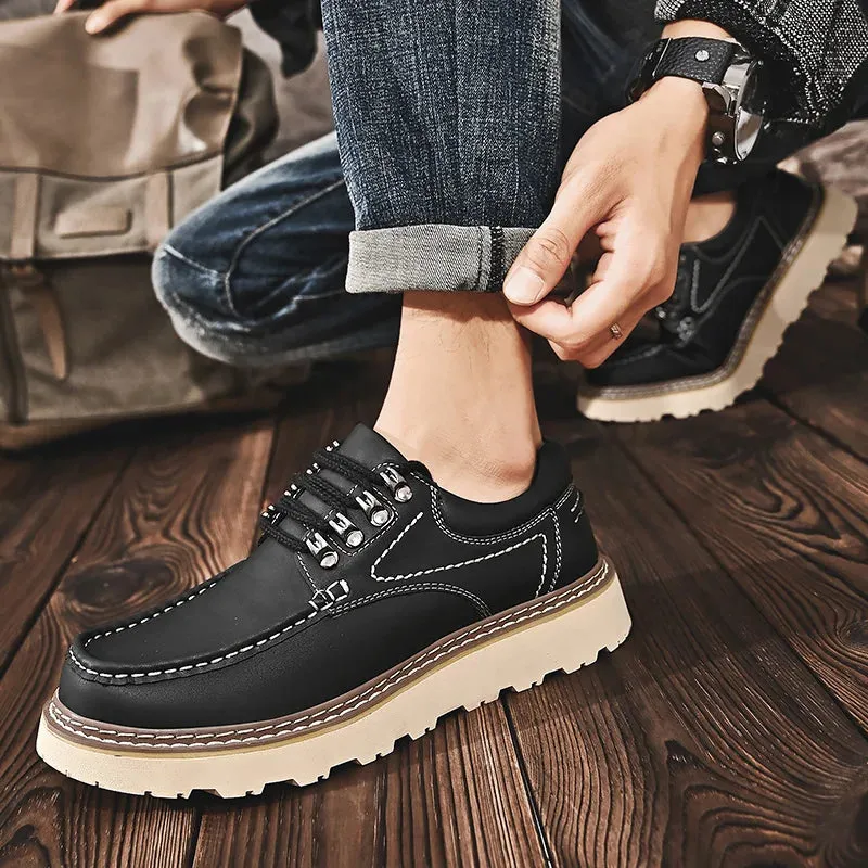 Riolio Outdoor Hiking Shoes Men Sneakers Summer Slip on Casual Men Shoes Breathable Suede Leather Shoe Anti-skid Walking Shoes Footwear Hiking Shoes Near Me