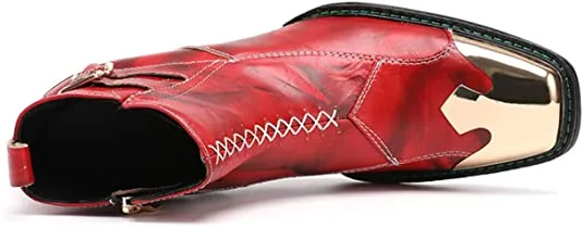 Men's Western Boots Square Metal Tip Zipper Buckle Nle Choppa Duck Boots