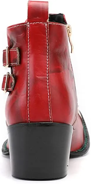 Men's Western Boots Square Metal Tip Zipper Buckle Rain Boots