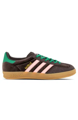 Adidas Embroidered Flower Shoes Gazelle Indoor W Dark Brown Glow Pink Court Green