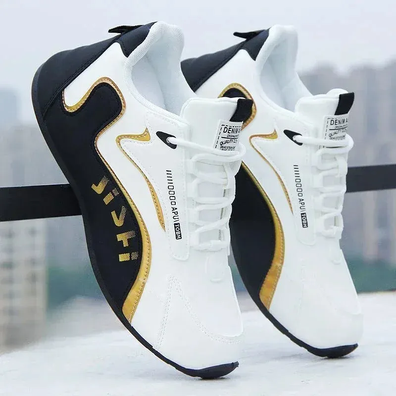 Bow Shoes Men's PU Leather Waterproof Sneakers Casual Sports Shoes Men Lightweight Breathable Flat Non-slip Tenis Shoes Zapatillas Hombre
