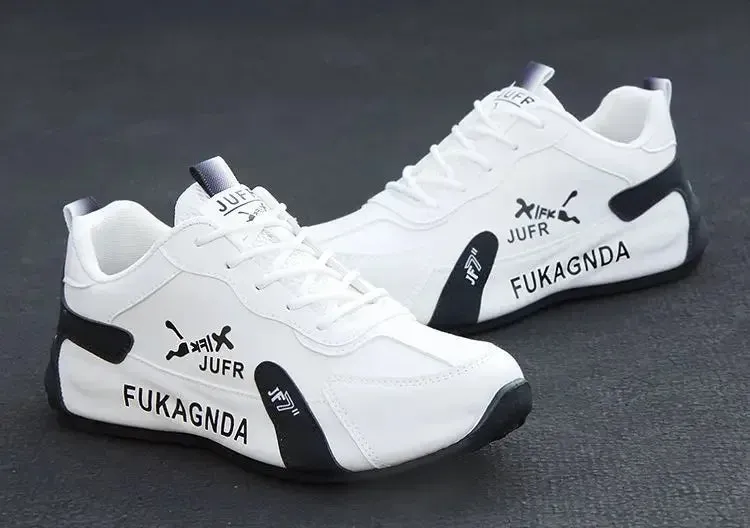 Men's PU Leather Waterproof Sneakers Casual Sports Shoes Men Lightweight Breathable Flat Non-slip Tenis Shoes Zapatillas Hombre Most Comfortable Flat Wedding Shoes