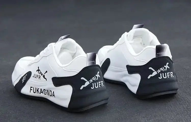 Men's PU Leather Waterproof Sneakers Casual Sports Shoes Men Lightweight Breathable Flat Non-slip Tenis Shoes Zapatillas Hombre Trending Flat Shoes