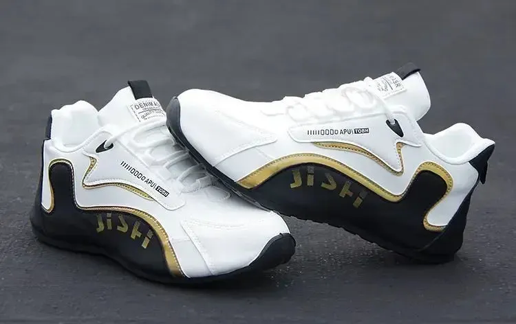 Top Flat Pedal Mtb Shoes Men's PU Leather Waterproof Sneakers Casual Sports Shoes Men Lightweight Breathable Flat Non-slip Tenis Shoes Zapatillas Hombre