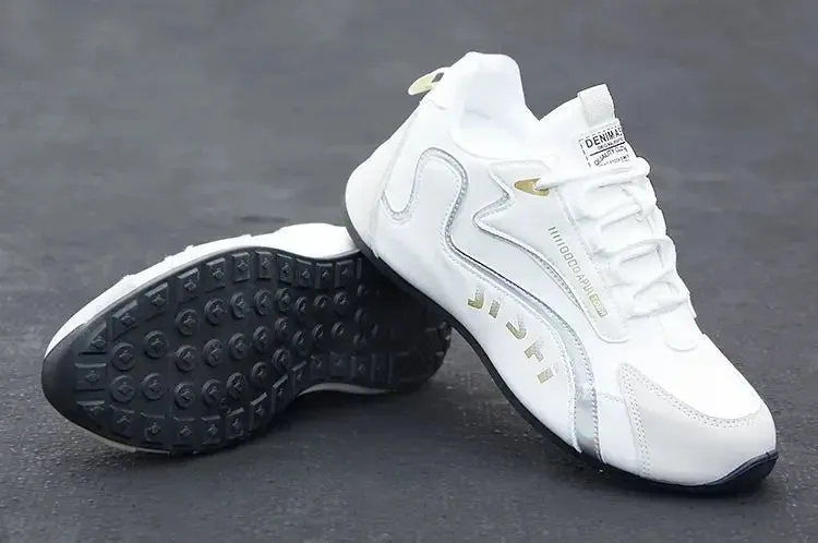 Men's PU Leather Waterproof Sneakers Casual Sports Shoes Men Lightweight Breathable Flat Non-slip Tenis Shoes Zapatillas Hombre Comfy Shoes For Flat Feet