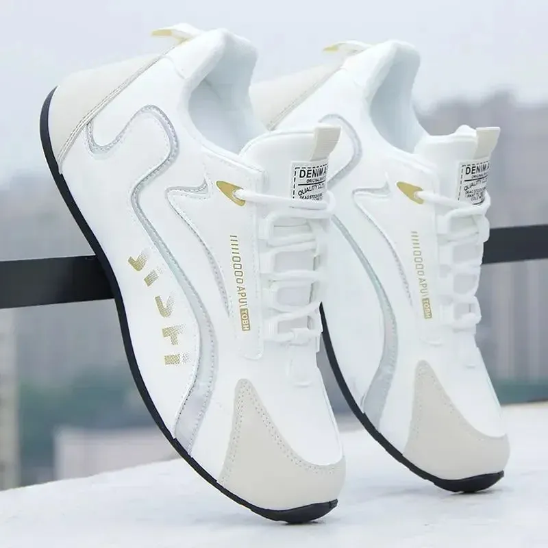 Men's PU Leather Waterproof Sneakers Casual Sports Shoes Men Lightweight Breathable Flat Non-slip Tenis Shoes Zapatillas Hombre Bunny Flat Shoes
