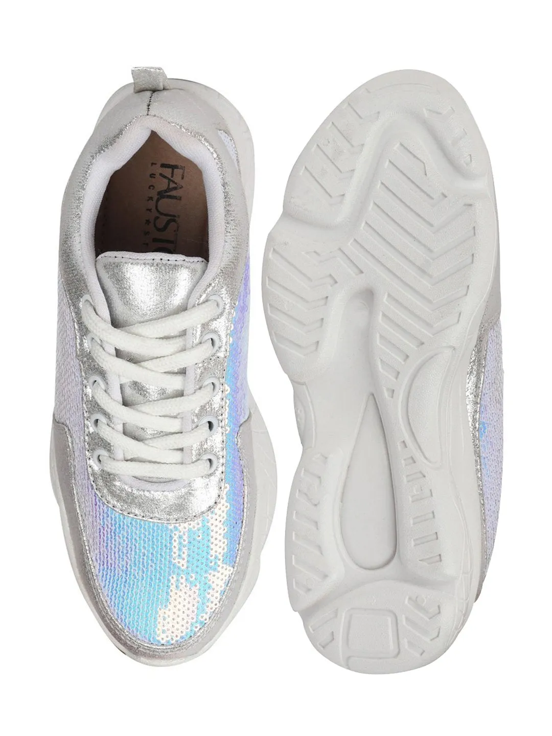 Toteme Sneakers Women Silver Stylish Lace Up Embellished Sneakers