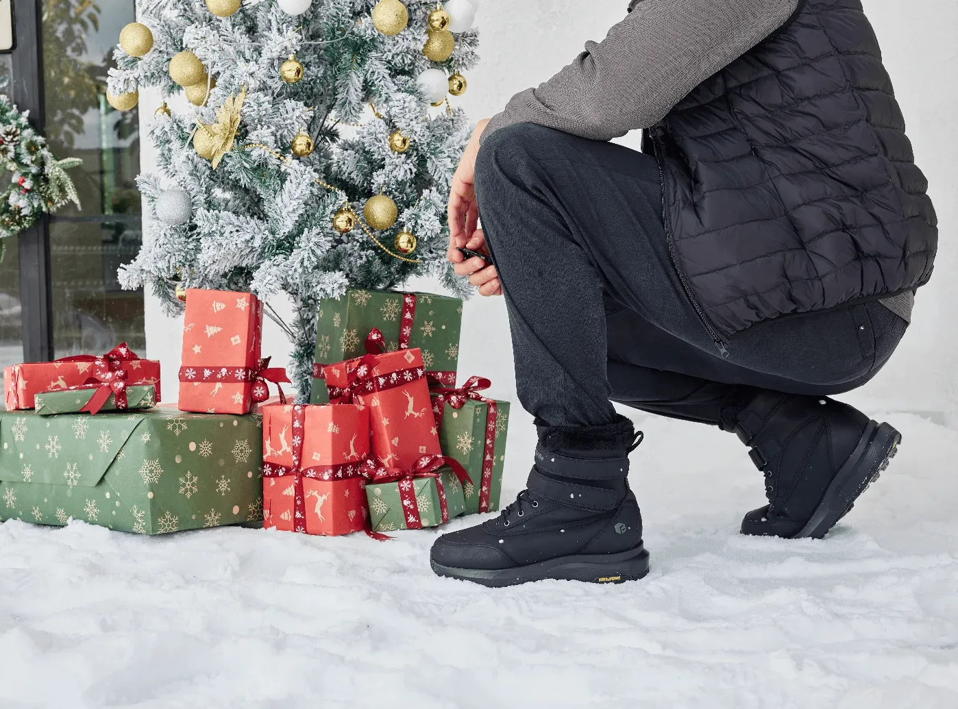 Silver Glitter Flat Shoes FitVille Men's CozyCore Winter Boots V7