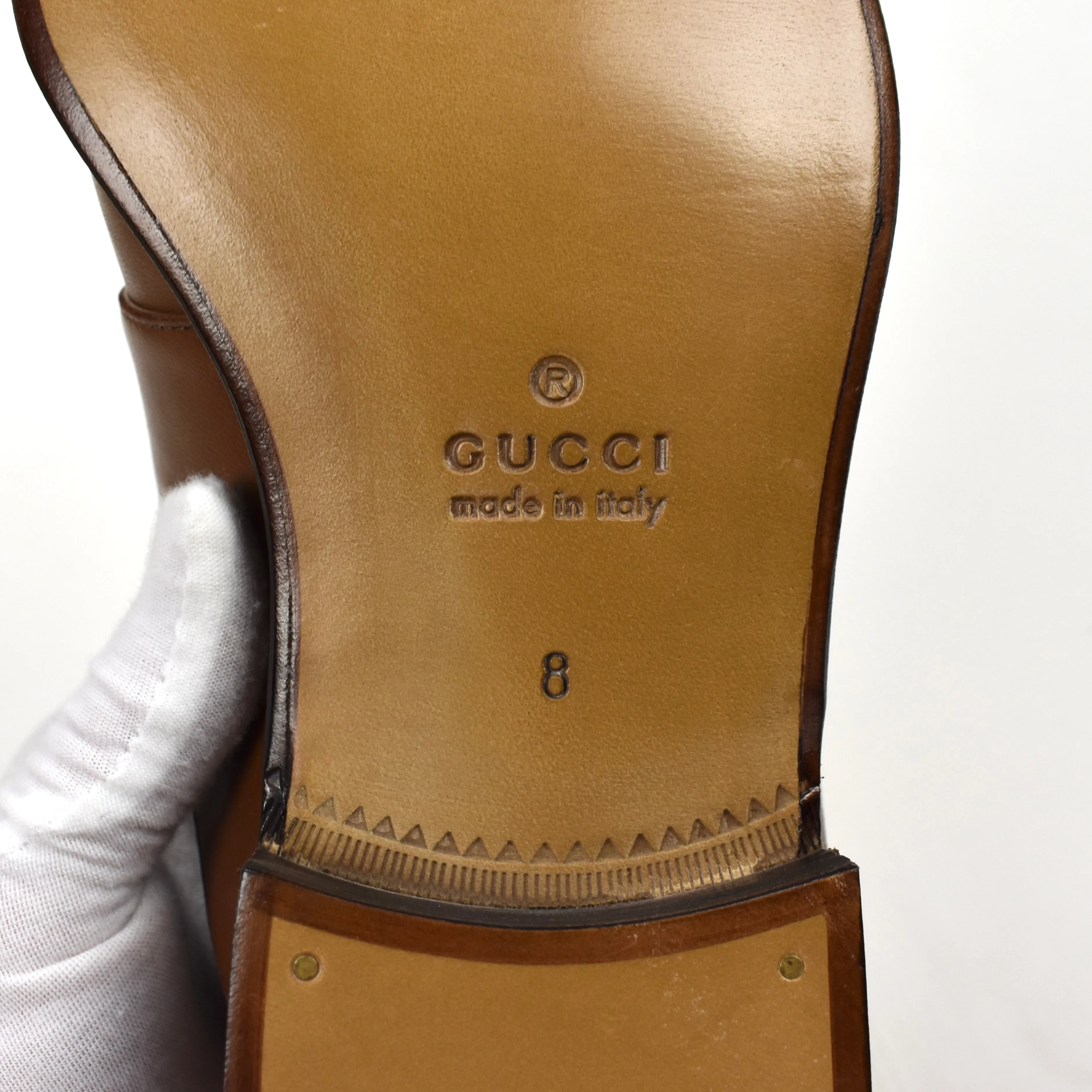 Dinosaur Feet Slippers Gucci - Brown Leather GG Chain Logo Loafers