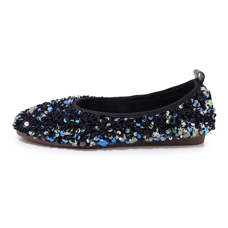 Flat Shoes Sale Women's Lightweight Bling Bling Sequins Slip on Flats Shoes