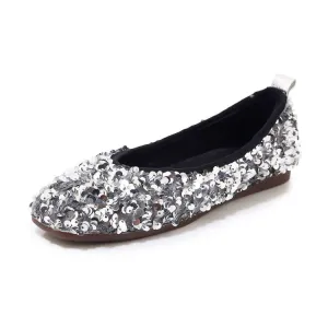 Shoe Lacing For Flat Feet Women's Lightweight Bling Bling Sequins Slip on Flats Shoes