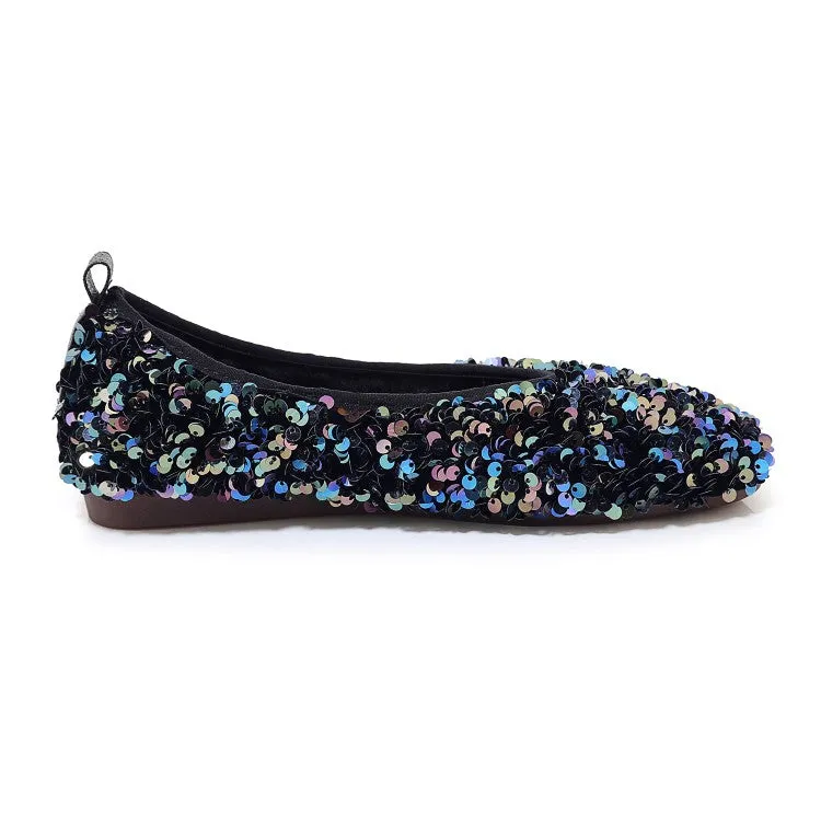 Women's Lightweight Bling Bling Sequins Slip on Flats Shoes Best Workout Shoes For Wide Flat Feet
