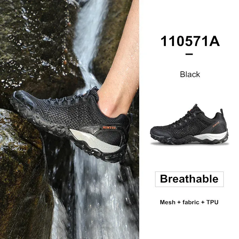 Hiking Shoes With The Best Grip HUMTTO Summer Breathable Shoes for Men Non-slip Hiking Men's Sports Shoes Luxury Designer Outdoor Black Rubber Trekking Sneakers