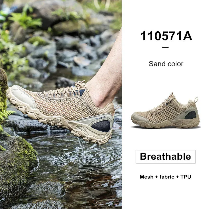 HUMTTO Summer Breathable Shoes for Men Non-slip Hiking Men's Sports Shoes Luxury Designer Outdoor Black Rubber Trekking Sneakers Highland Creek Hiking Shoes