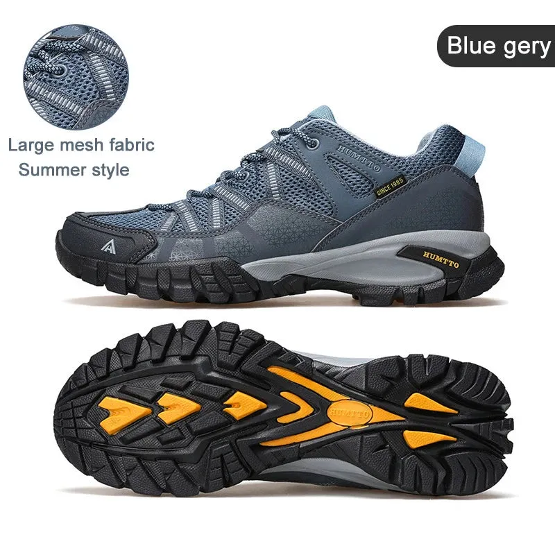 HUMTTO Summer Breathable Shoes for Men Non-slip Hiking Men's Sports Shoes Luxury Designer Outdoor Black Rubber Trekking Sneakers Hiking Shoes Top Brands