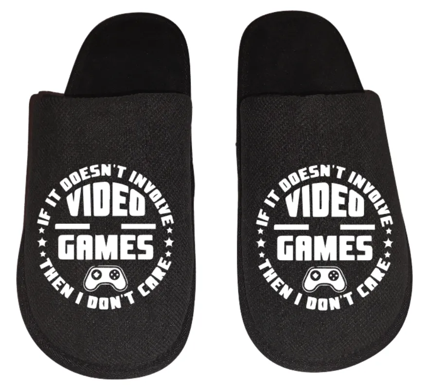 if it doesn't involve video games then I don't care video game Gamer Gaming Men's Slippers / House Shoes slides dad husband father son gift Halloween House Slippers