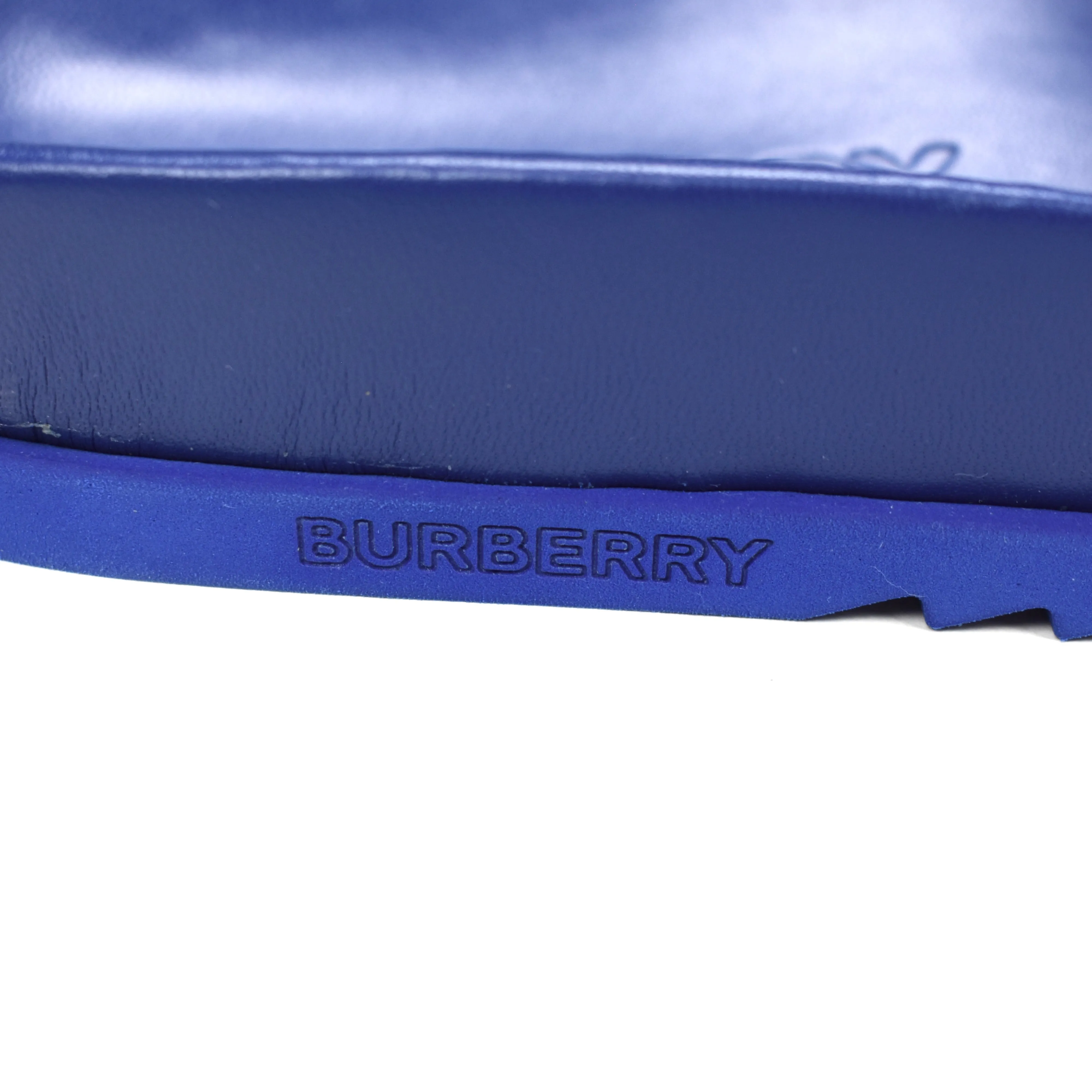 Burberry - Blue Leather TB Monogram Logo Melroy Slides Flat Feet Slippers