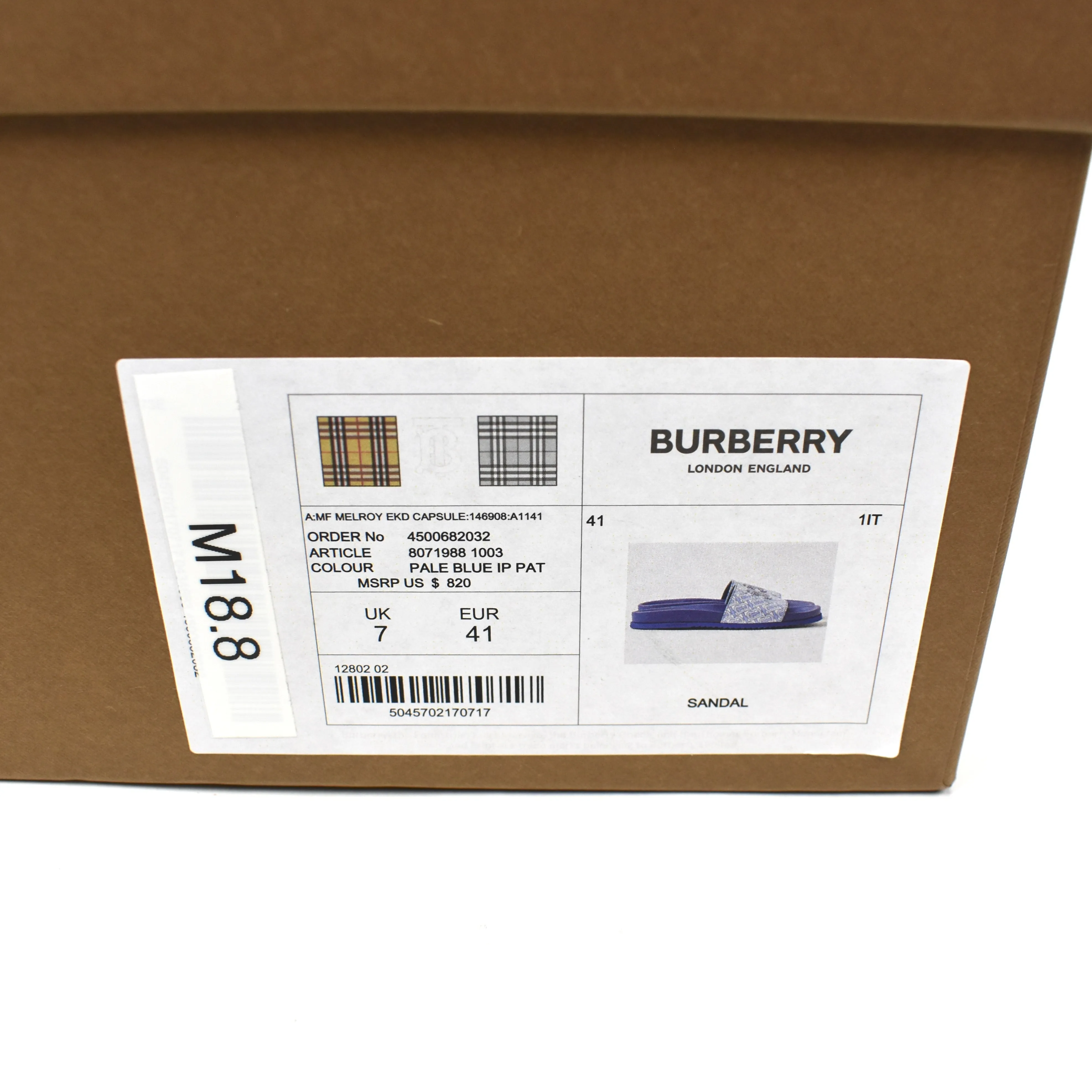 Burberry - Blue Leather TB Monogram Logo Melroy Slides Orvis Slippers