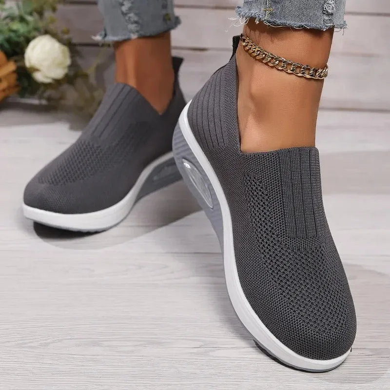 Comfortable Platform Slip-On Shoes for Women Business Casual White Shoes