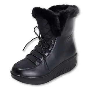 Snow Boots platform women winter shoes waterproof ankle boots lace up fur boots white black Disc Golf Waterproof Shoes