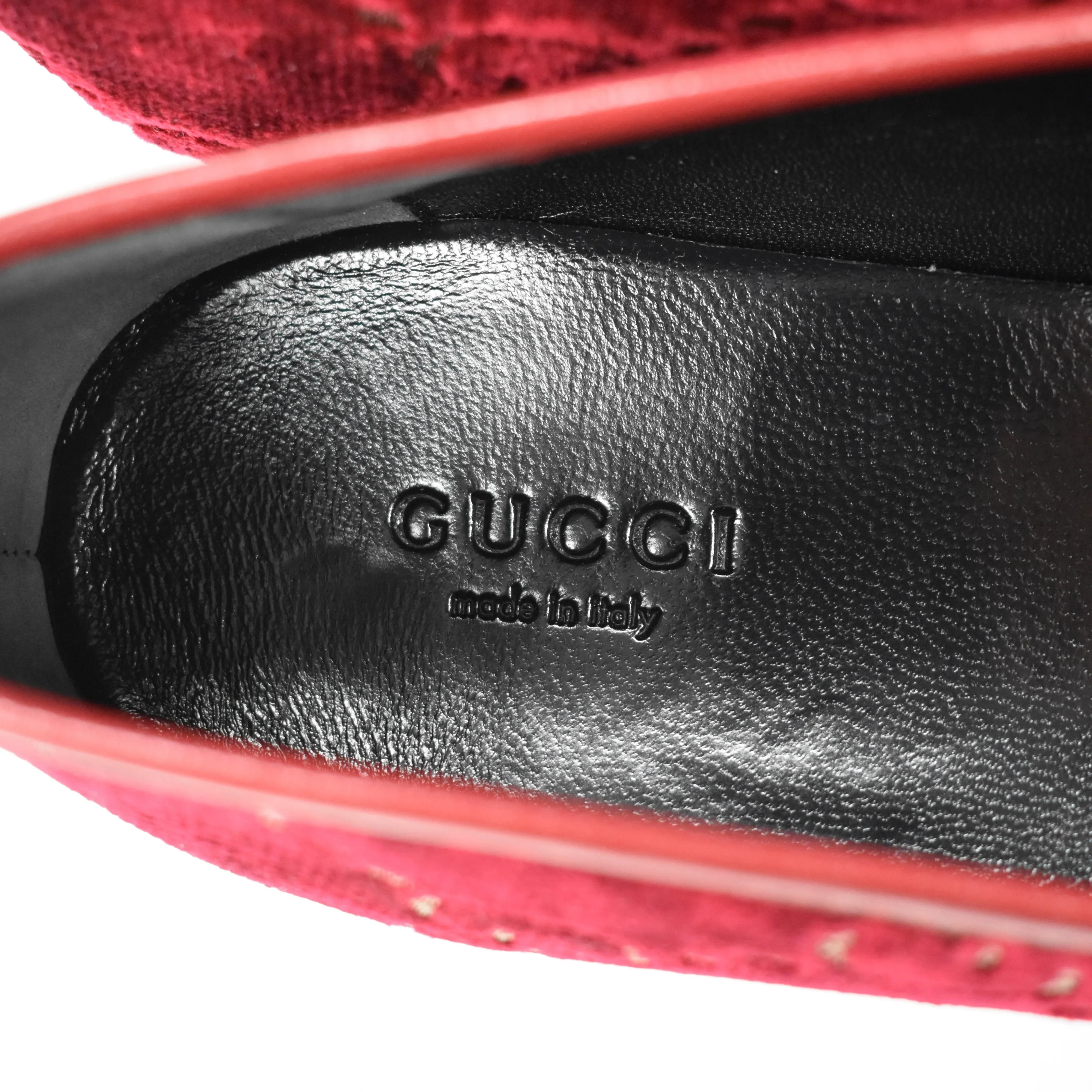 Gucci - Red Velvet GG Monogram Horsebit Loafers Sprayground Slippers
