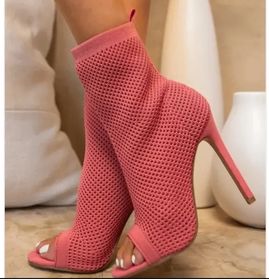 Yeezy Boost Casual Shoes Peep Toe Booties High Heel Ready To Wear-2 By Mata Shoes