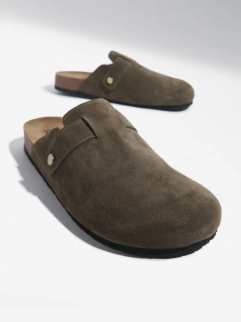 SOLEPLAY Olive Slip-On Leather Sandals Sandals Travel Insurance