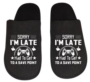 Camouflage Slides sorry I'm late had to get to a save point video game Gamer Gaming Men's Slippers / House Shoes slides dad husband father son gift