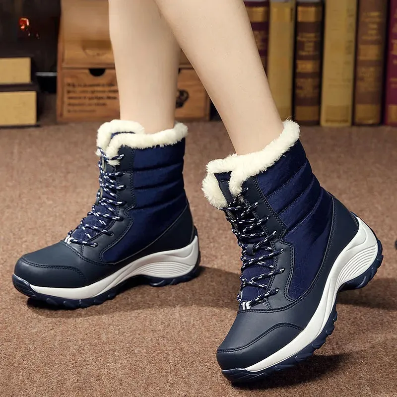 Women Boots Waterproof Winter Snow Boots Platform Shoes Warm Lining Winter  kodez Shoe Waterproofing Wax