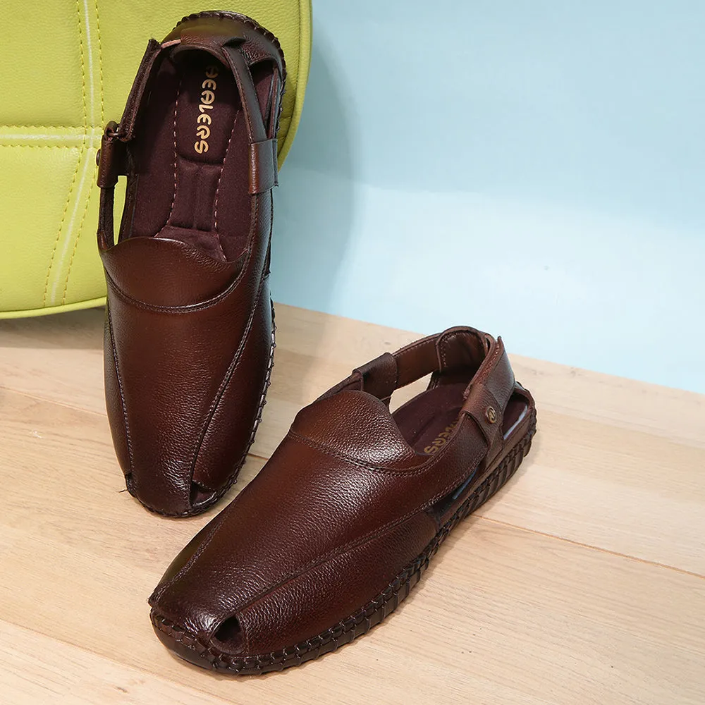 Raffia Slide Sandals Healers Formal Brown Sandals For Men JPL-204 By Liberty